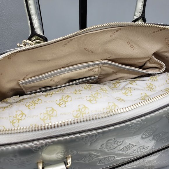 Guess Peony Dome Satchel and Wallet/Clutch in Silver - Picture 6 of 11
